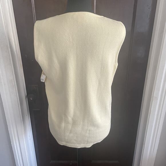 NWT Cherokee Womens Cream Vanilla LARGE Knit Sweater Vest 100% Cotton Vintage - Picture 11 of 15